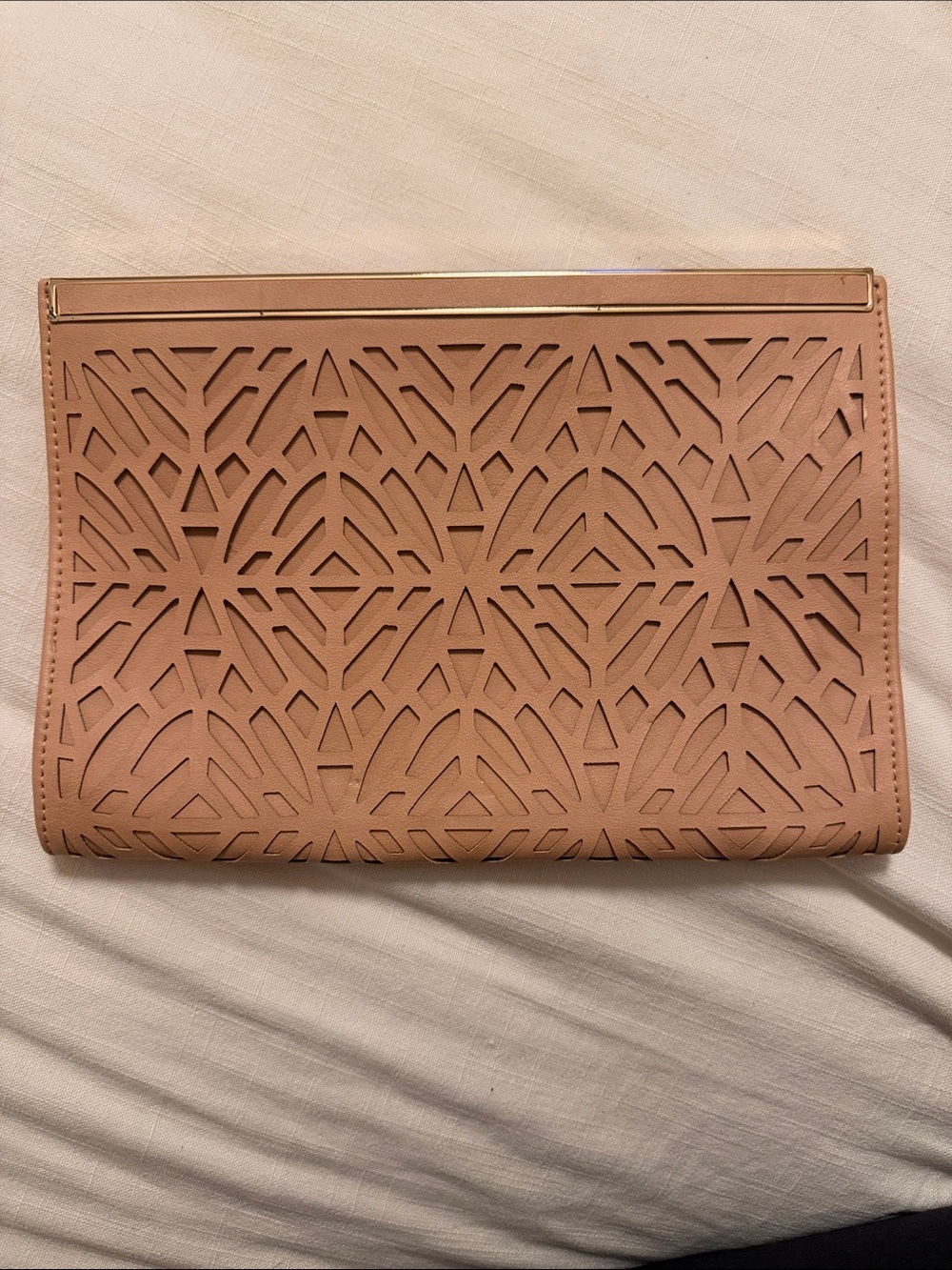 Laser-Cut Blush Pink Clutch - Elegant Women’s Envelope Bag